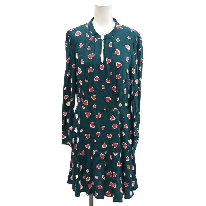 【美品】TARA JARMONタラジャーモン ハートプリントワンピース タラジャーモン TARA JARMON ワンピース ハート柄 スタンドカラー 長袖