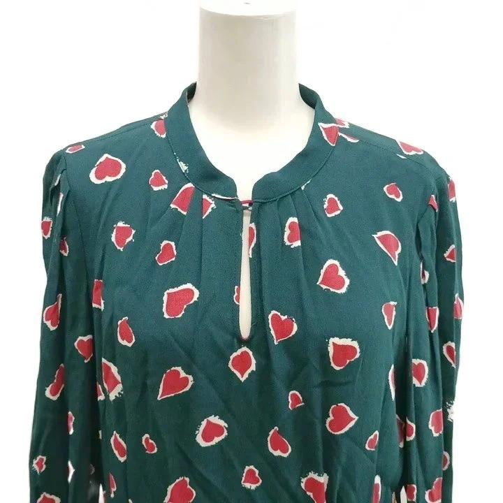 【美品】TARA JARMONタラジャーモン ハートプリントワンピース タラジャーモン TARA JARMON ワンピース ハート柄 スタンドカラー 長袖