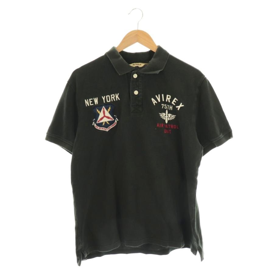 AVIREX（アヴィレックス） ポロシャツ 半袖 2XL ブラック 黒 刺繍