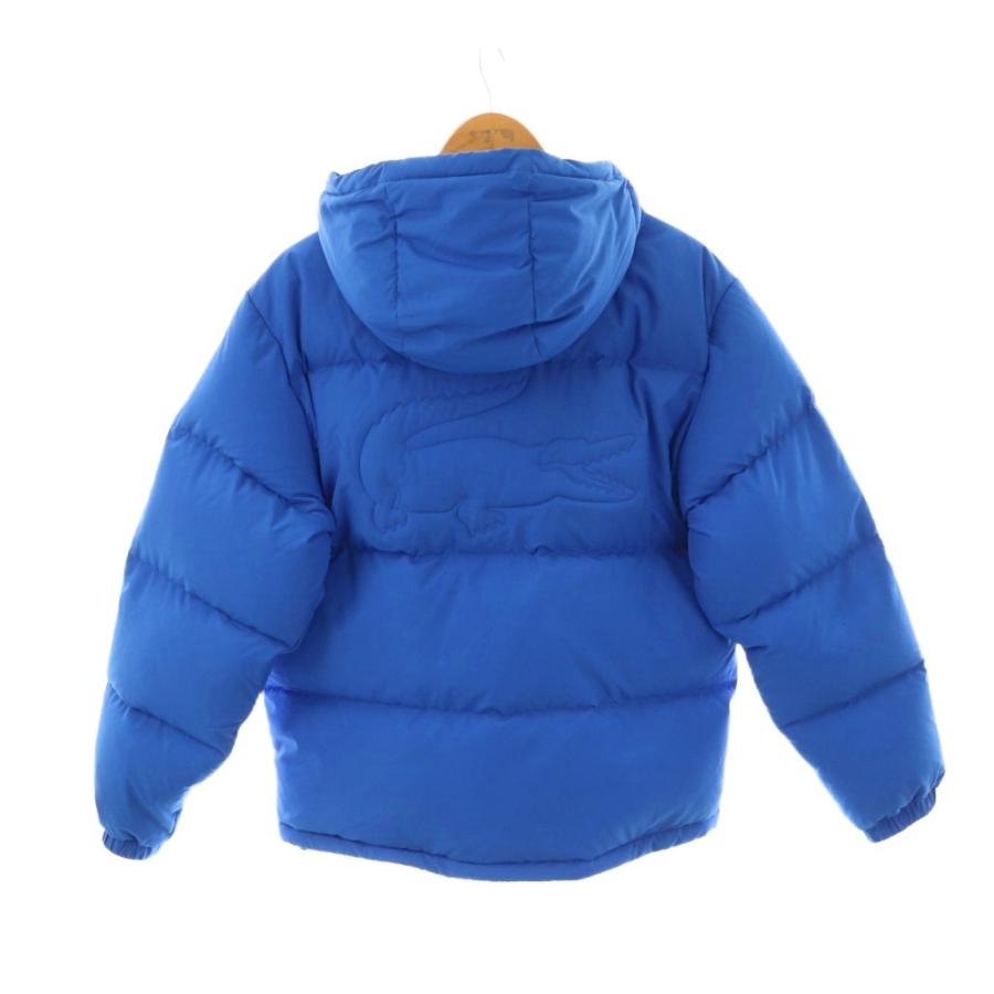 【中古】ラコステ バックステッチショートダウンジャケット ロゴ ワッペン USS/M ブルー BH4484L /DO ■GY53 LACOSTE（ラコステ） バックステッチショートダウンジャケット ロゴ