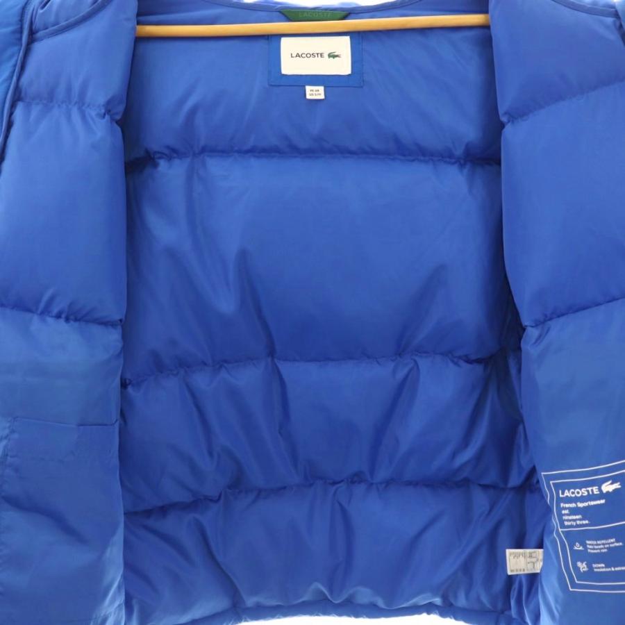 【中古】ラコステ バックステッチショートダウンジャケット ロゴ ワッペン USS/M ブルー BH4484L /DO ■GY53 LACOSTE（ラコステ） バックステッチショートダウンジャケット ロゴ