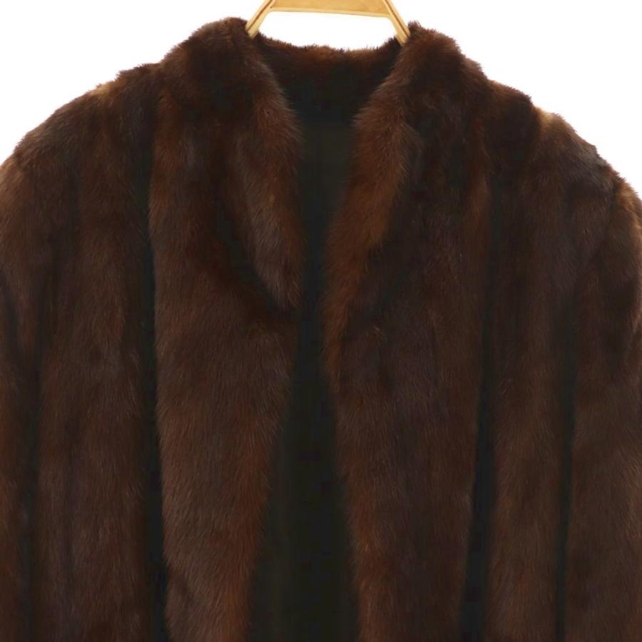 ミンク ファーコート 毛皮 ミドル丈 13 ダークブラウン /ES □GY53