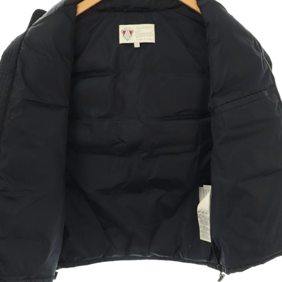 極美品　グッチ　ダウンベスト　GG　総柄　ワッペン　2way　フード　紺　M GUCCI - グッチ GUCCI ダウンベスト 切替 レザー ロゴ ワッペン 44