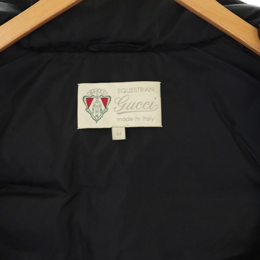 GUCCI（グッチ） ダウンベスト 切替 レザー ロゴ ワッペン 44 ネイビー