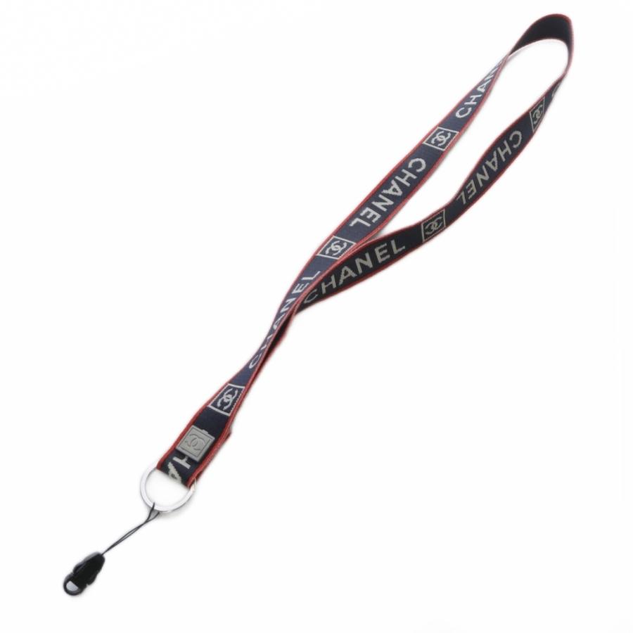 【中古】シャネル CHANEL ネックストラップ ココマーク ネイビー /YO35 ■GY20 ■OH レディース CHANEL（シャネル） ネックストラップ ココマーク ネイビー /YO35