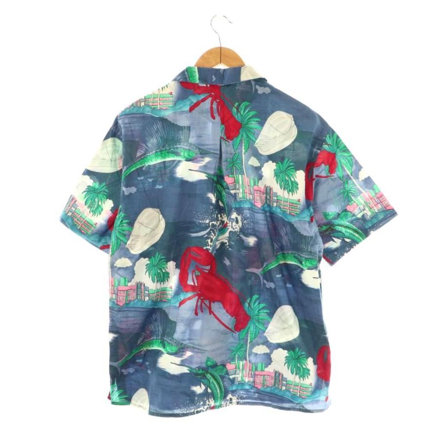 goshi様 ETRO エトロ フラミンゴ柄アロハ　アニマル 半袖シャツ ETRO（エトロ） アロハシャツ 総柄 コットン 半袖 S ブルー マルチ