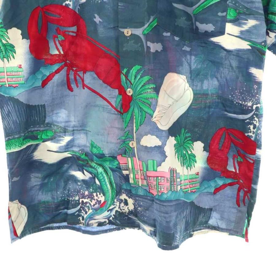 goshi様 ETRO エトロ フラミンゴ柄アロハ　アニマル 半袖シャツ ETRO（エトロ） アロハシャツ 総柄 コットン 半袖 S ブルー マルチ