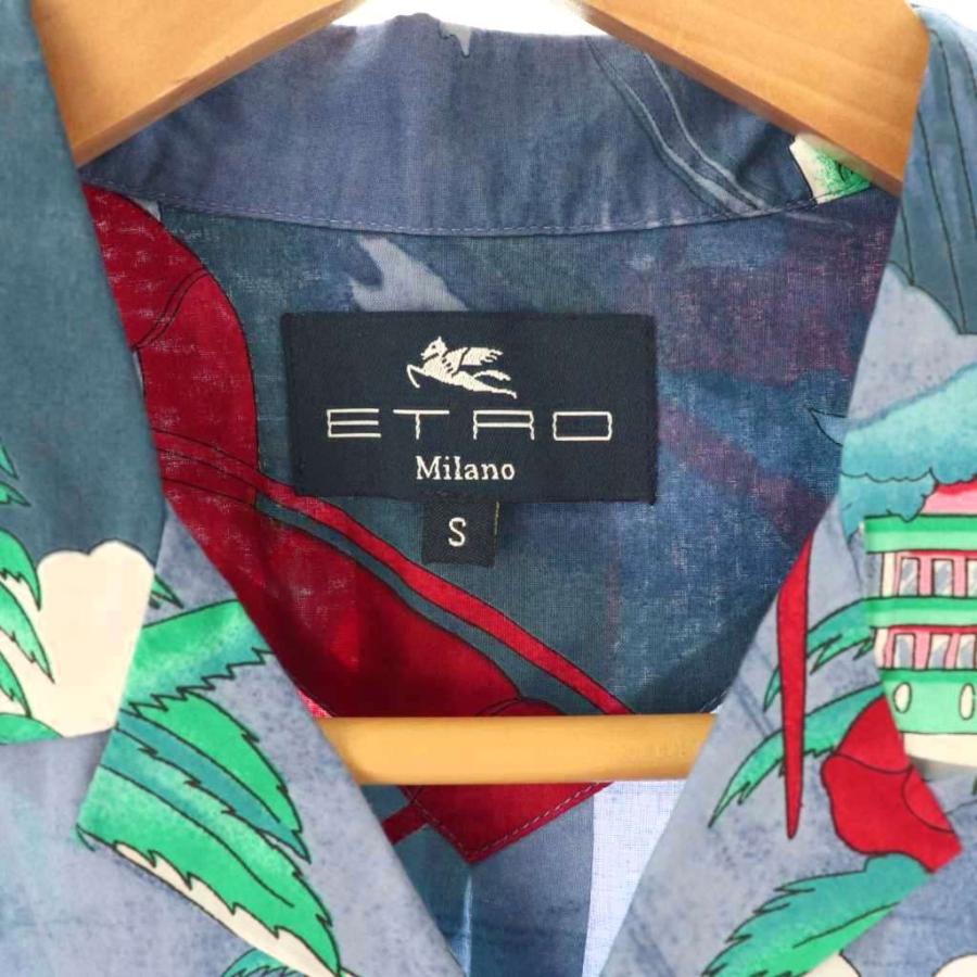 ETRO（エトロ） アロハシャツ 総柄 コットン 半袖 S ブルー マルチ