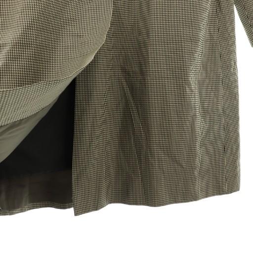 ランバン LANVIN ステンカラーコート 幾何学模様 シルク ブラック オフ