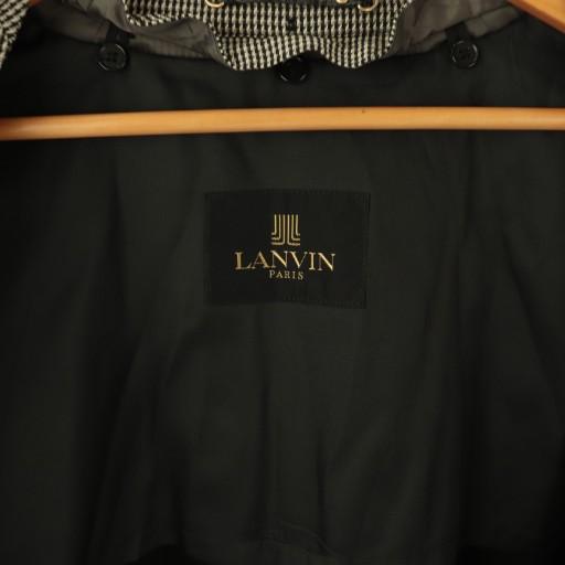 ランバン LANVIN ステンカラーコート 幾何学模様 シルク ブラック オフ