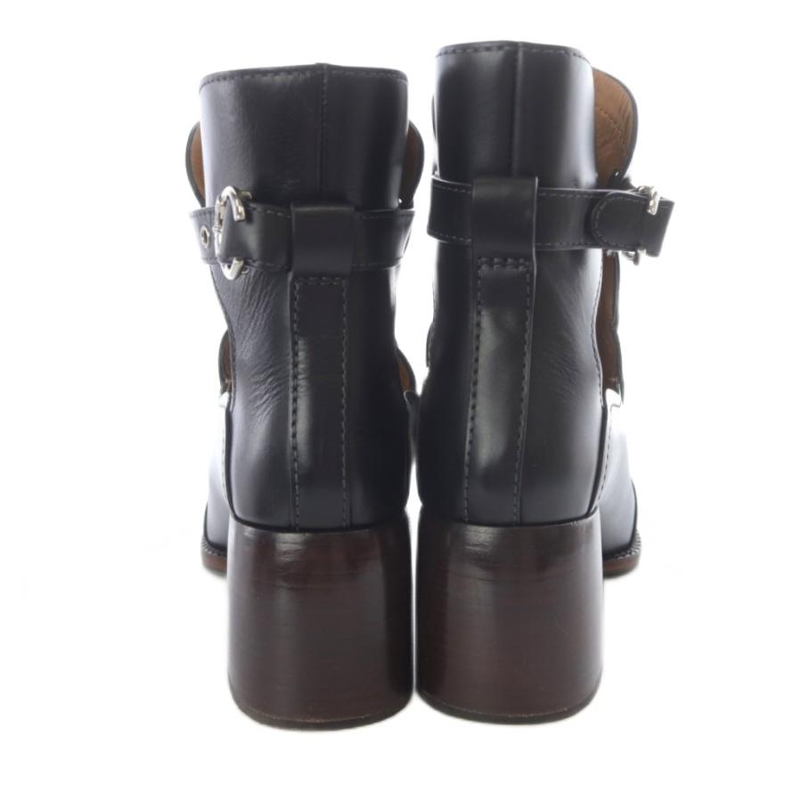 Chloe（クロエ） サンダル レザー チャンキーヒール 37.5 黒 ブラック