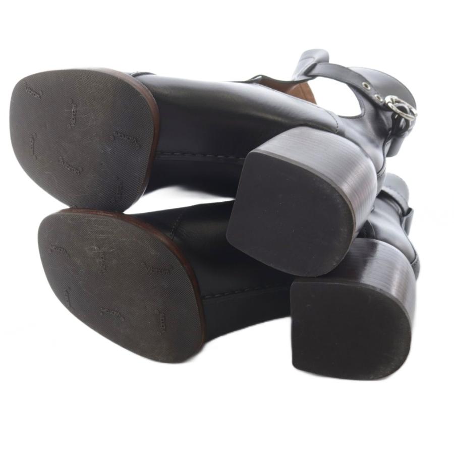 【中古】クロエ CHLOE サンダル レザー チャンキーヒール 37.5 黒 ブラック /SR ■GY57 レディース Chloe（クロエ） サンダル レザー チャンキーヒール 37.5 黒 ブラック