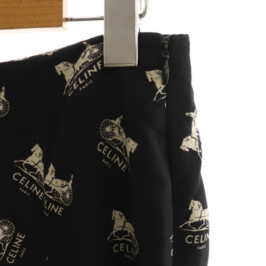 CELINE（セリーヌ） サルキー ロゴ総柄 スカート フレア 絹 シルク 36