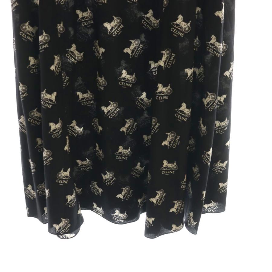 CELINE（セリーヌ） サルキー ロゴ総柄 スカート フレア 絹 シルク 36