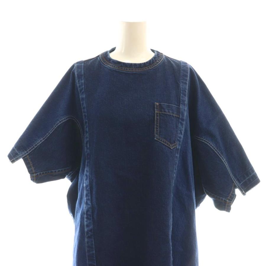サカイ sacai デニムワンピース ミニ 半袖 1 紺 ネイビー /AT □OS