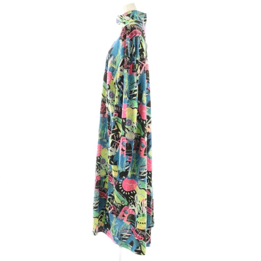 バレンシアガ BALENCIAGA 20SS シティプリント ワンピース ロング 総柄 XS ブラック マルチカラー /DO ■GY57 レディース_2