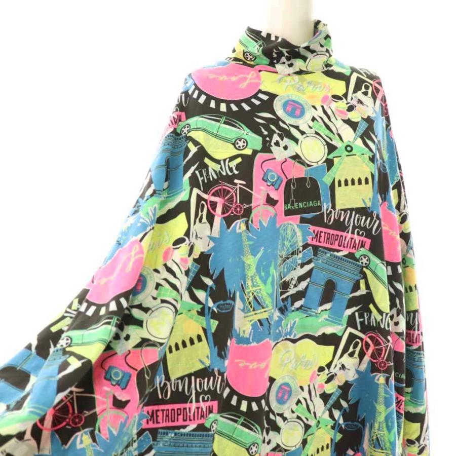バレンシアガ BALENCIAGA 20SS シティプリント ワンピース ロング 総柄 XS ブラック マルチカラー /DO ■GY57 レディース_3