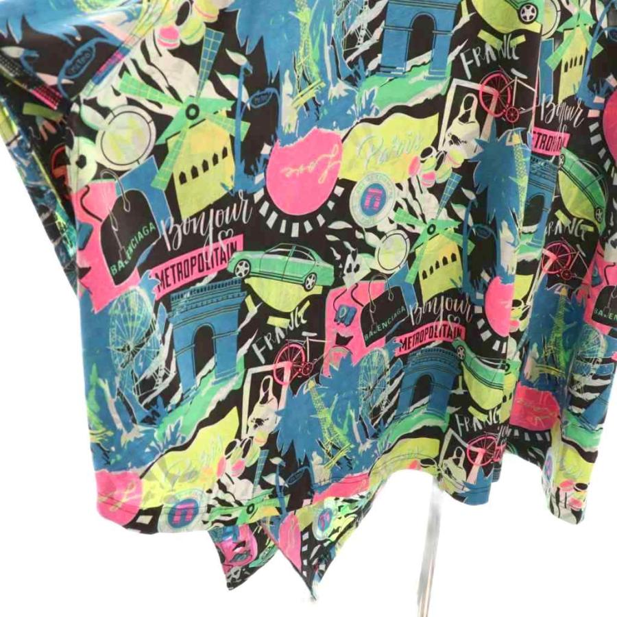 バレンシアガ BALENCIAGA 20SS シティプリント ワンピース ロング 総柄 XS ブラック マルチカラー /DO ■GY57 レディース_4