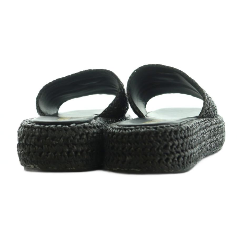 プラダ PRADA サンダル クロシェ プラットフォーム ロゴ 25.0cm 黒