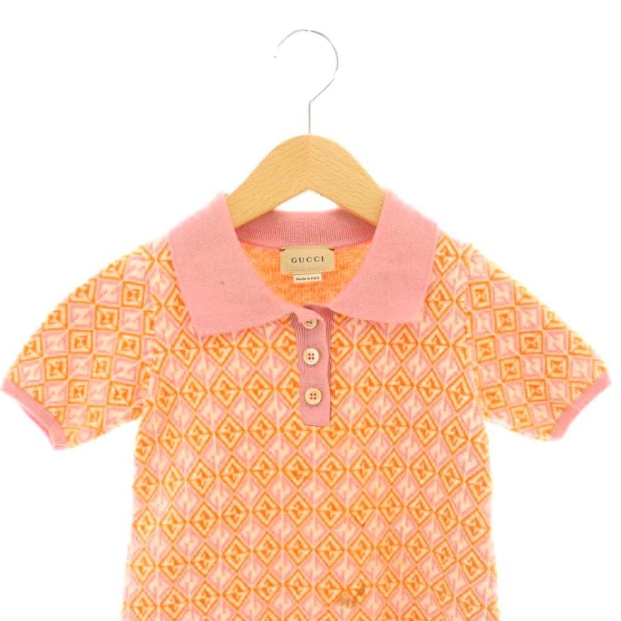 GUCCI（グッチ） キッズ ニットポロシャツワンピース 総柄 100 ピンク
