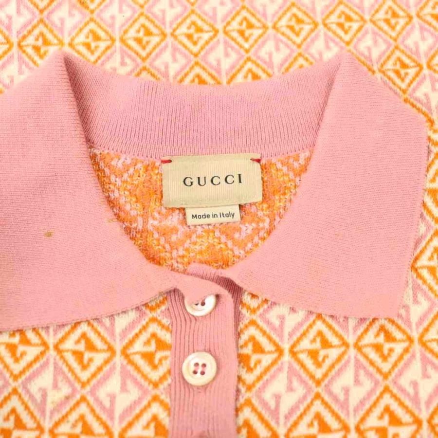 GUCCI（グッチ） キッズ ニットポロシャツワンピース 総柄 100 ピンク