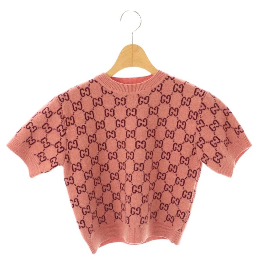 GUCCI キッズ　大人気　ロゴ　ピンク　サイズ4 100〜110 GUCCI（グッチ） キッズ GGロゴニット セーター プルオーバー 半袖 4