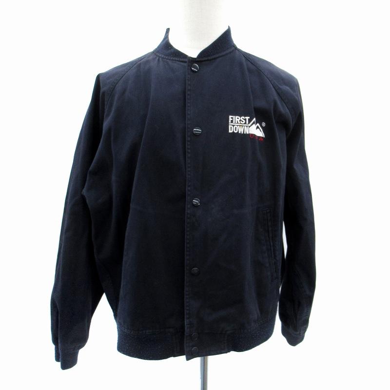 ファーストダウン FIRST DOWN ブルゾンジャケット ミドル丈 ロゴ刺繍 L