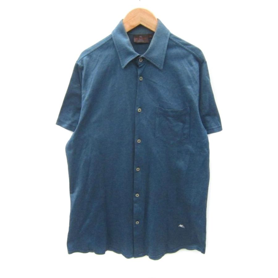 ETRO エトロ ヴィンテージ シルク シアー 半袖シャツ 40 ETRO（エトロ） カジュアルシャツ 半袖 L ブルー 青 /SY21 □GY58