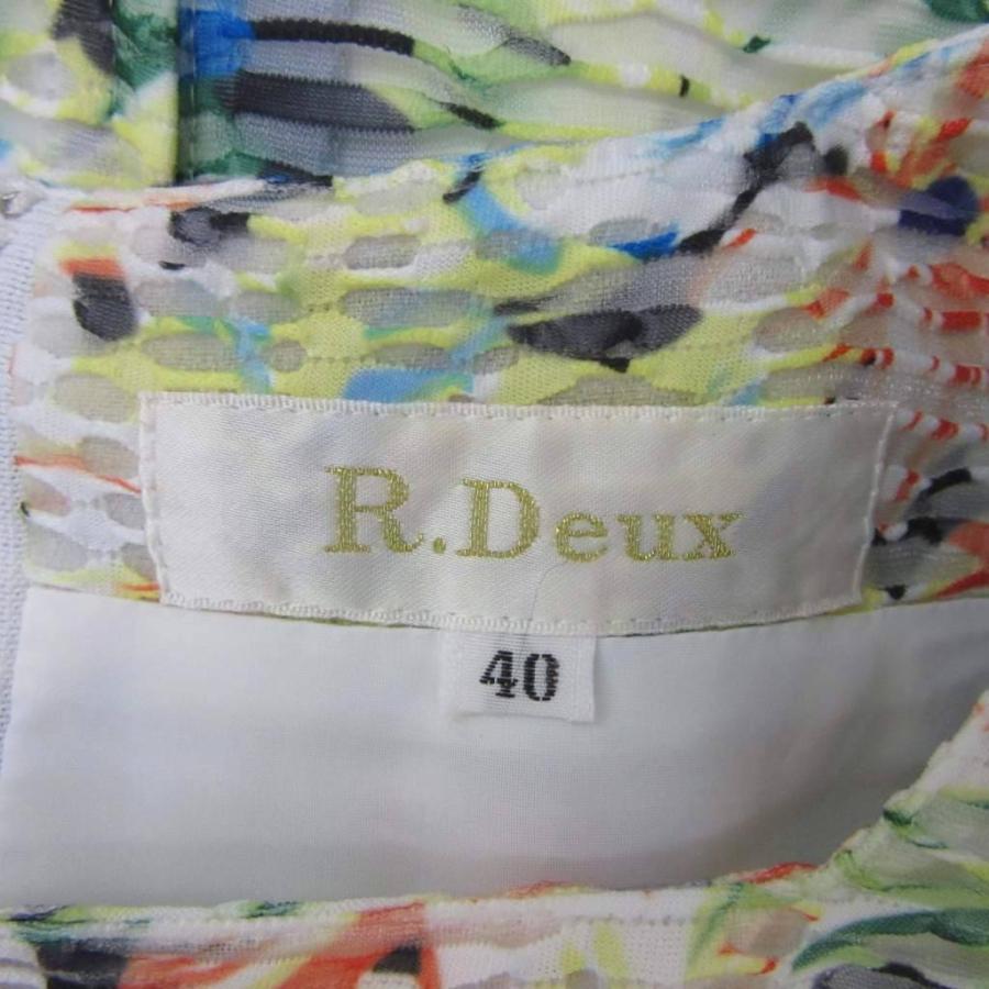 アール ドゥー R.Deux ワンピース 40 白 ホワイト 青 ブルー 花