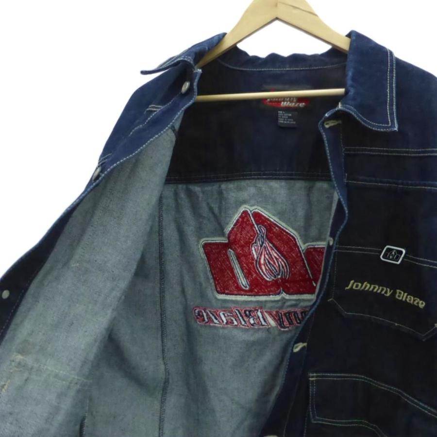 JOHNNY BLAZE 大きめ希少サイズ　W40 濃紺デニム　プレートパッチ ジョニーブレイズ Johnny Blaze デニムジャケット Gジャン ジージャン