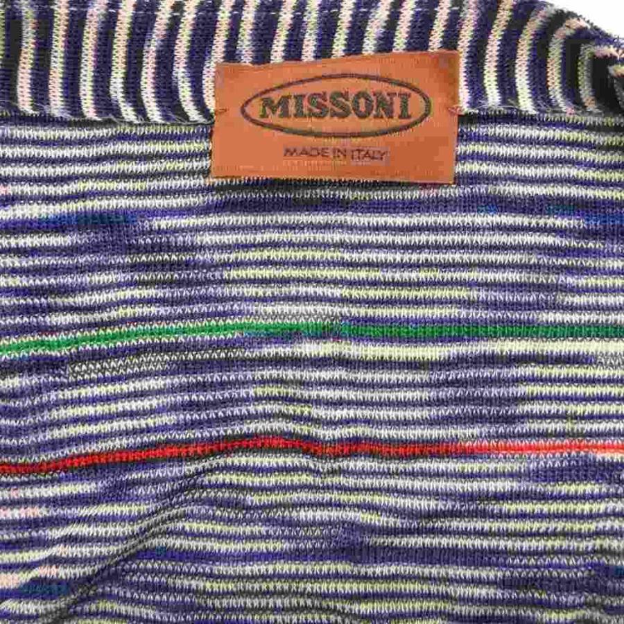 ミッソーニ MISSONI カーディガン ニット マルチボーダー 44 青 ブルー