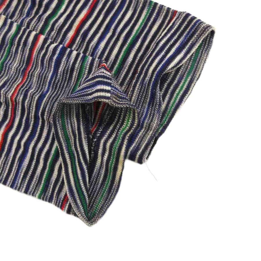 ミッソーニ MISSONI カーディガン ニット マルチボーダー 44 青 ブルー