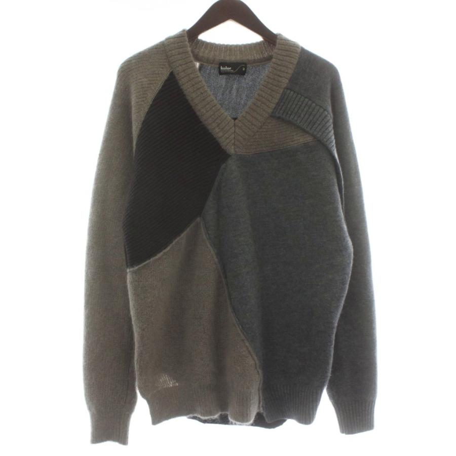 カラー kolor キッドモヘア×エクストラファインウールSWITCHINGニット