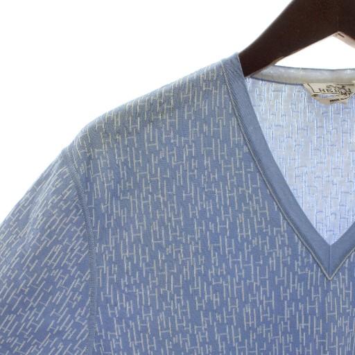 HERMES（エルメス） HERMES Tシャツ ニット 半袖 Vネック Hロゴ 総柄 L