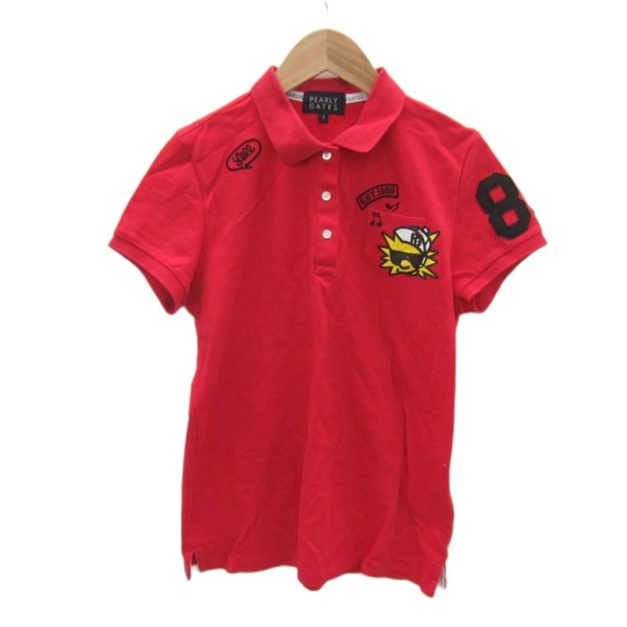 パーリーゲイツ PEARLY GATES ゴルフウエア ポロシャツ 半袖 2 M 赤