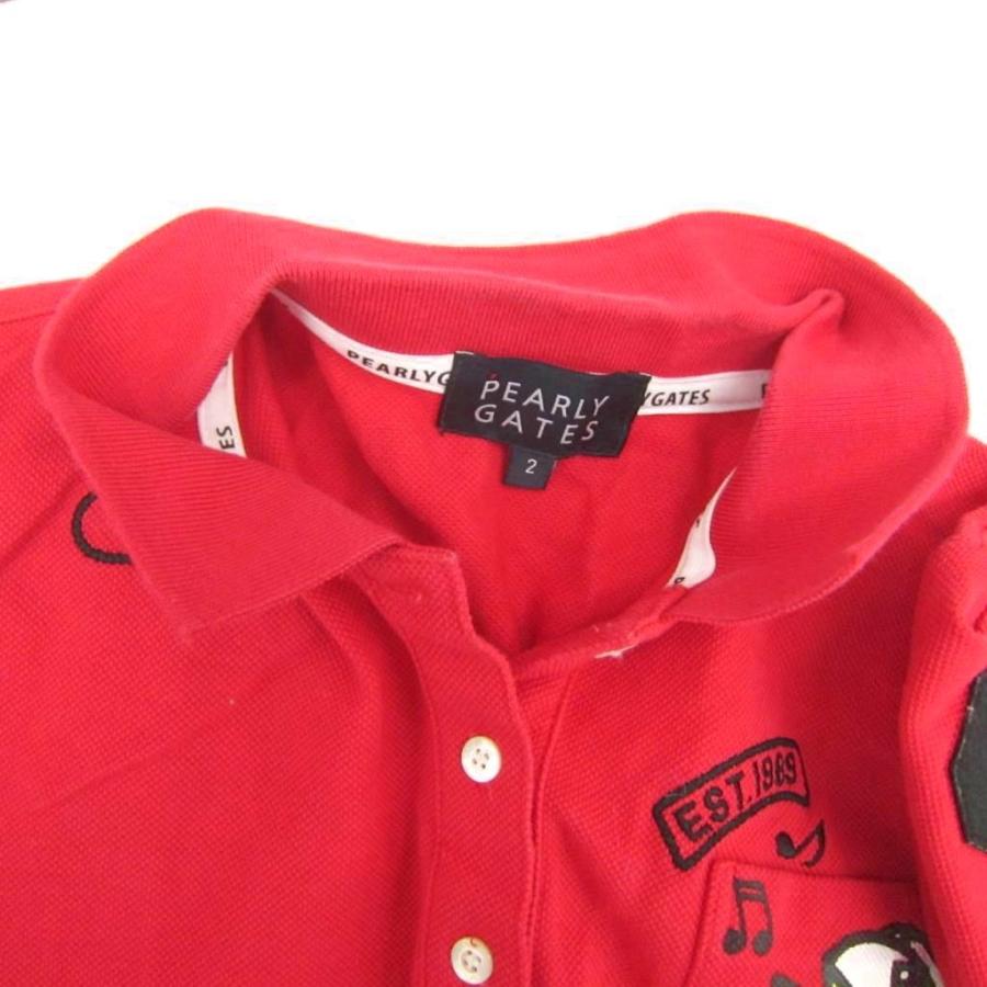 パーリーゲイツ PEARLY GATES ゴルフウエア ポロシャツ 半袖 2 M 赤