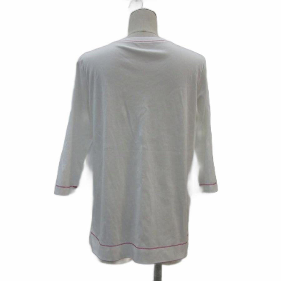 レリアン Leilian チュニック カットソー 7 白 ホワイト 刺繍 7分袖