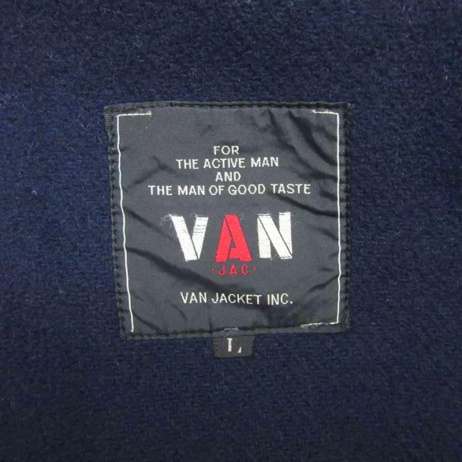 ヴァン VAN ダッフルコート L ネイビー 紺 フード付き ロング丈 /YS10