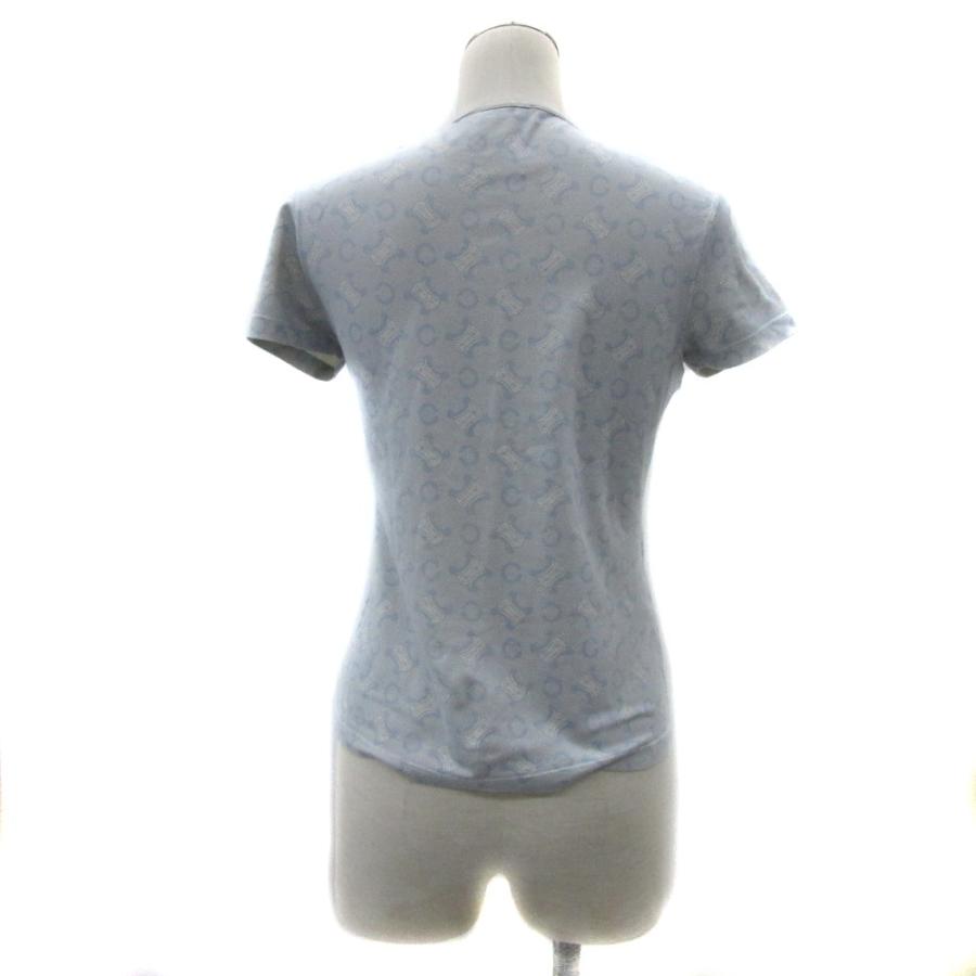 セリーヌ CELINE イタリア製 マカダム柄 Tシャツ 半袖カットソー CELINE - セリーヌ Tシャツ カットソー マカダム柄 半袖 M 水色 ライト