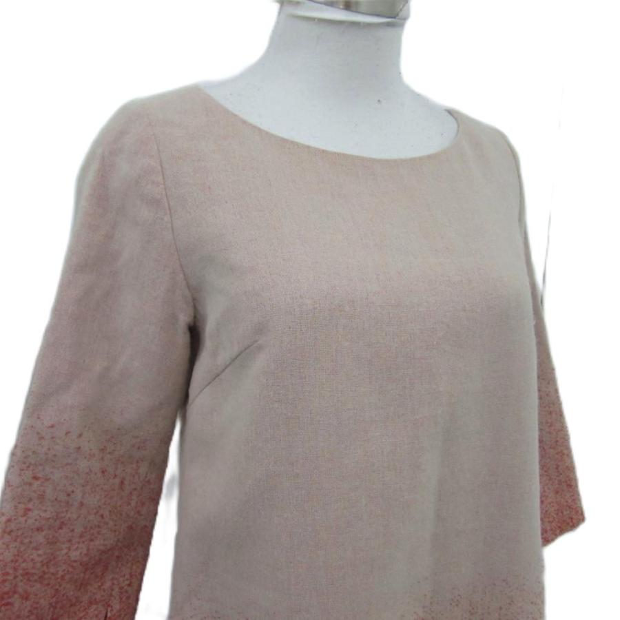 シビラ SYBILLA ワンピース ひざ丈 七分袖 ラウンドネック M 赤 レッド