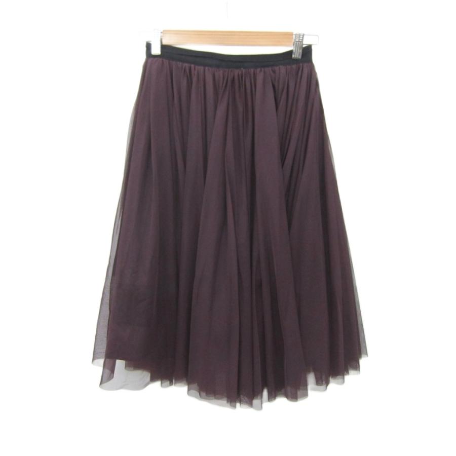 ランバン LANVIN チュールスカート フレアスカート ミモレ丈 無地 38 M
