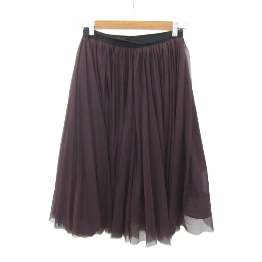 ランバン LANVIN チュールスカート フレアスカート ミモレ丈 無地 38 M