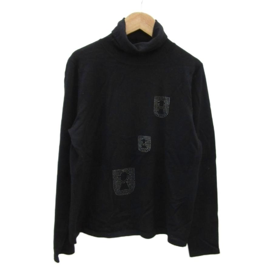 PICONE(ピッコーネ) 長袖セーター サイズ40 M レディース - 黒×白×レッド タートルネック/ビーズ ピッコーネ PICONE ニット カットソー 長袖 タートルネック ウール 40