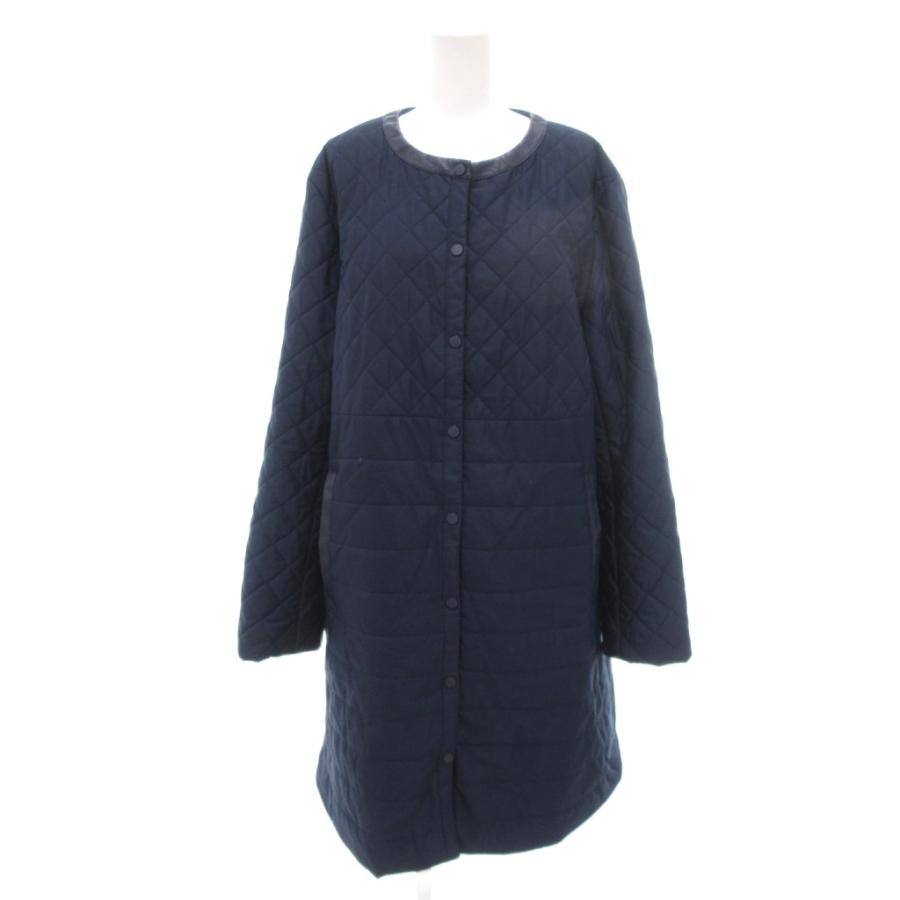 JUNKO SHIMADA 　モカサン　ノーカラーダウンコート　M　ネイビー JUNKO SHIMADA - 美品 モカサンジュンコシマダ ネイビー 襟無しダウン