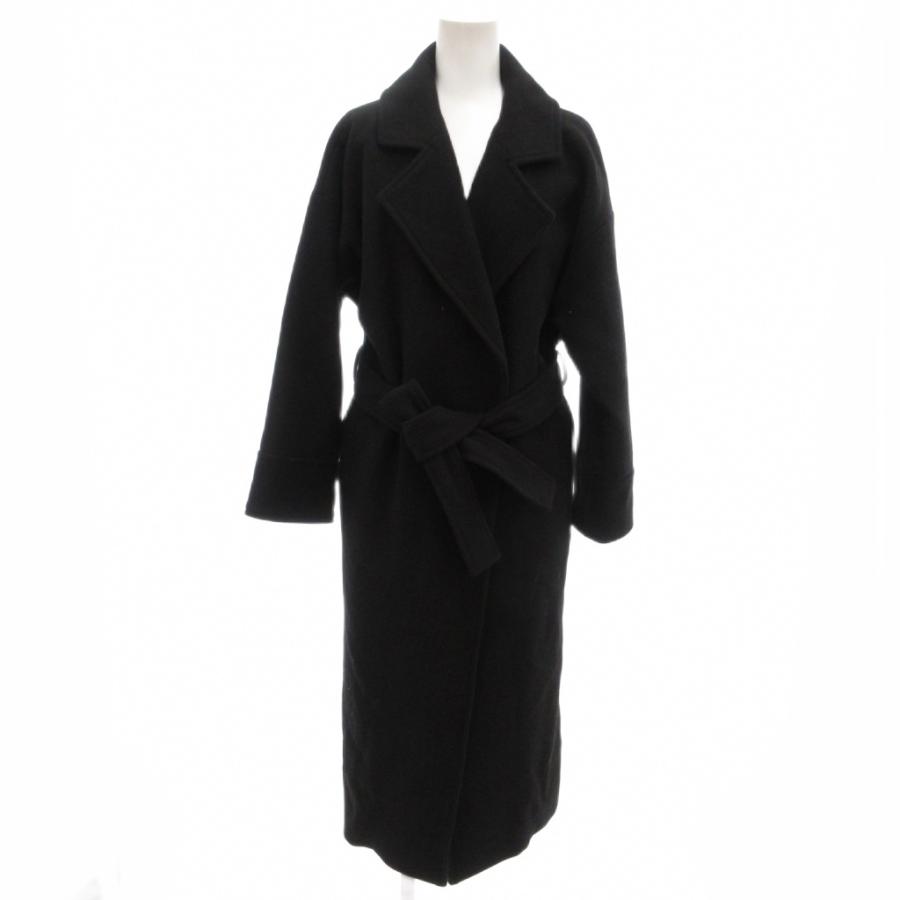 ミラオーウェン Mila Owen ラップコート ロング F 黒 ブラック ベルト