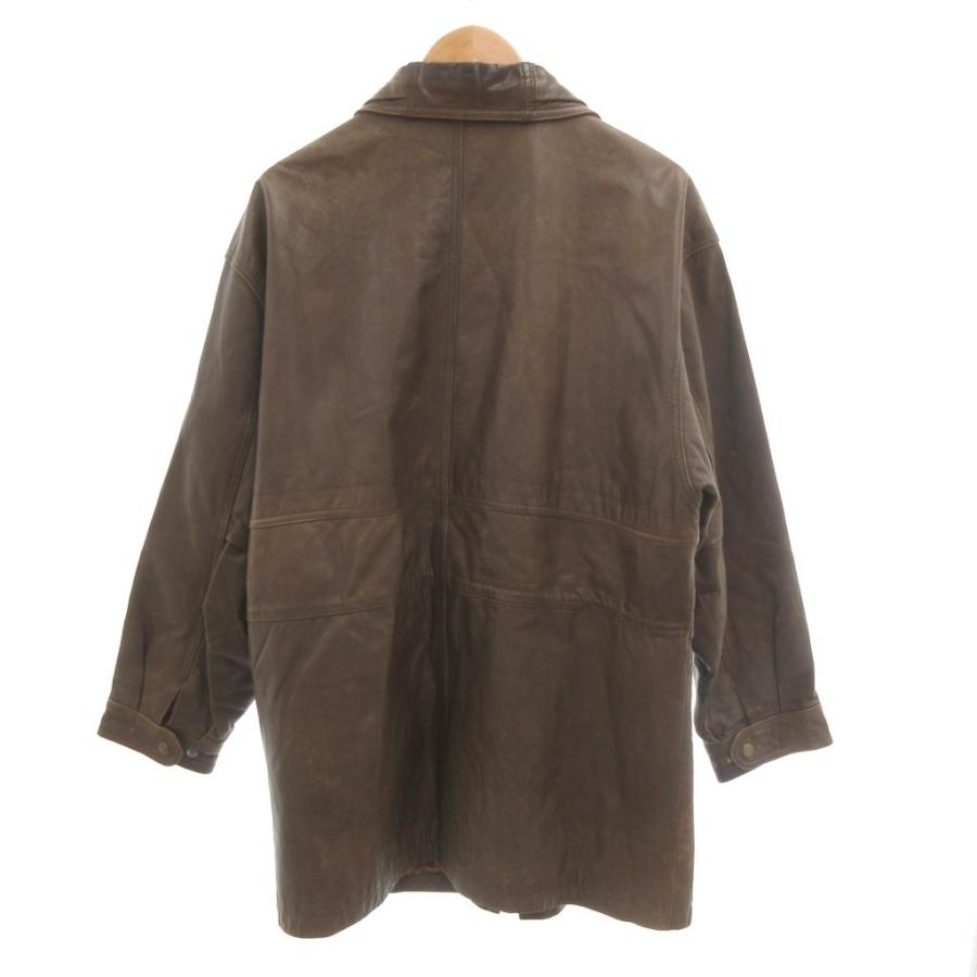【美品】EPOCH レザーコート レザージャケット 羊革　シングル　L ブラウン Mr. JANES レザージャケット 牛革 LL ブラウン /HW □GY61 メンズ