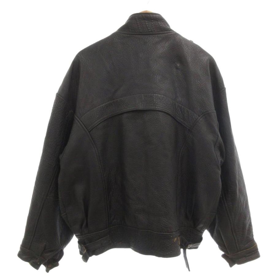 ノーブランド レザージャケット黒 ブラック スタンドカラー L /HW