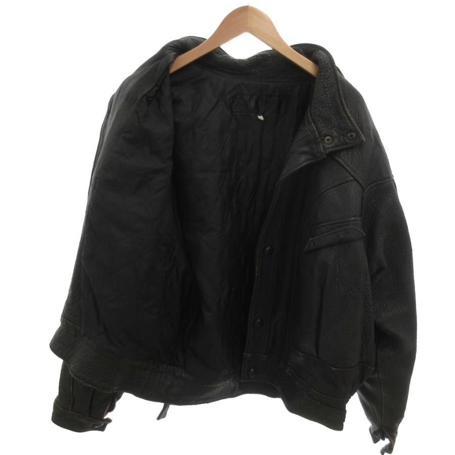 ノーブランド レザージャケット黒 ブラック スタンドカラー L /HW