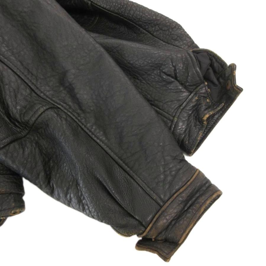 ノーブランド レザージャケット黒 ブラック スタンドカラー L /HW