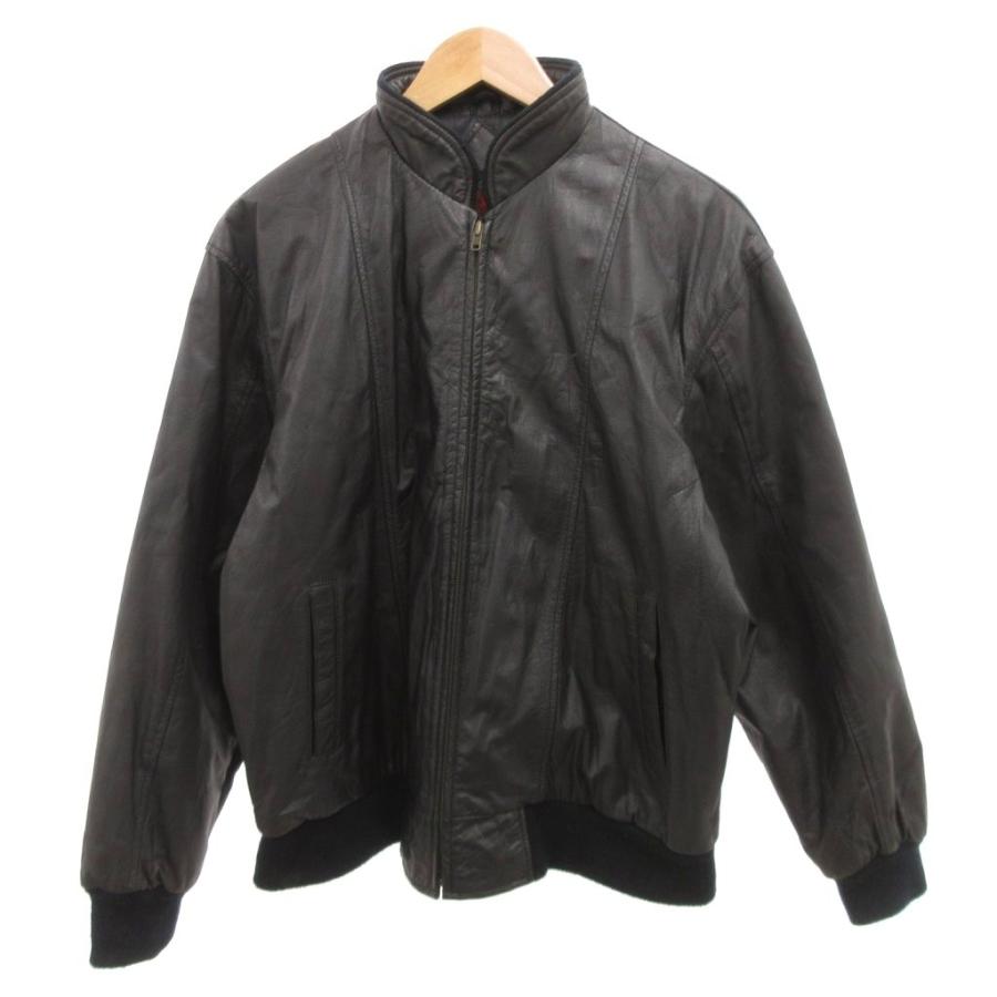 90s 本革 レザー ギミック ボンバージャケット ブラック 黒 XLサイズ相当 REDOX ボンバージャケット レザー ブルゾン ジップアップ L 黒